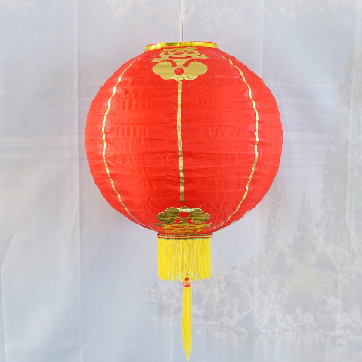 12" Red Traditional Nylon Chinese New Year Lantern w/Tassel