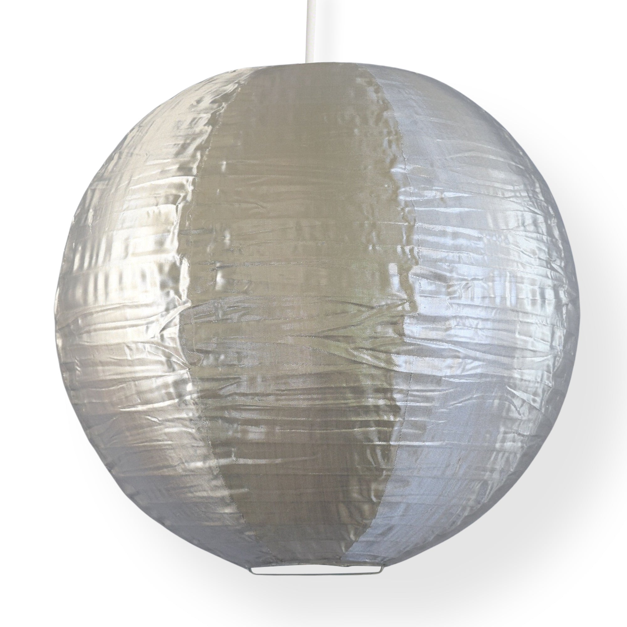 20 Inch Silver Shimmering Nylon Lantern, Even Ribbing, Durable, Hanging