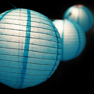 MoonBright 12" Turquoise Paper Lantern Outdoor String Light Set (10-PACK Combo Kit) - AsianImportStore.com - B2B Wholesale Lighting and Decor