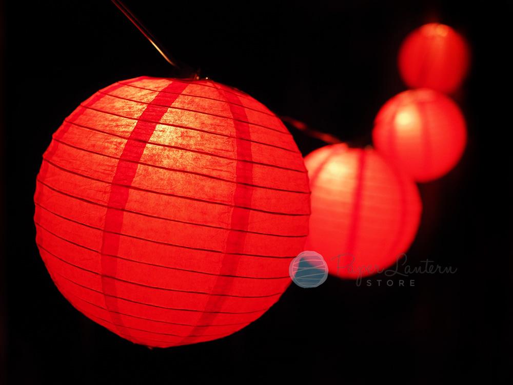 MoonBright 12" Red Paper Lantern String Light Set (10-PACK Combo Kit) - AsianImportStore.com - B2B Wholesale Lighting and Decor