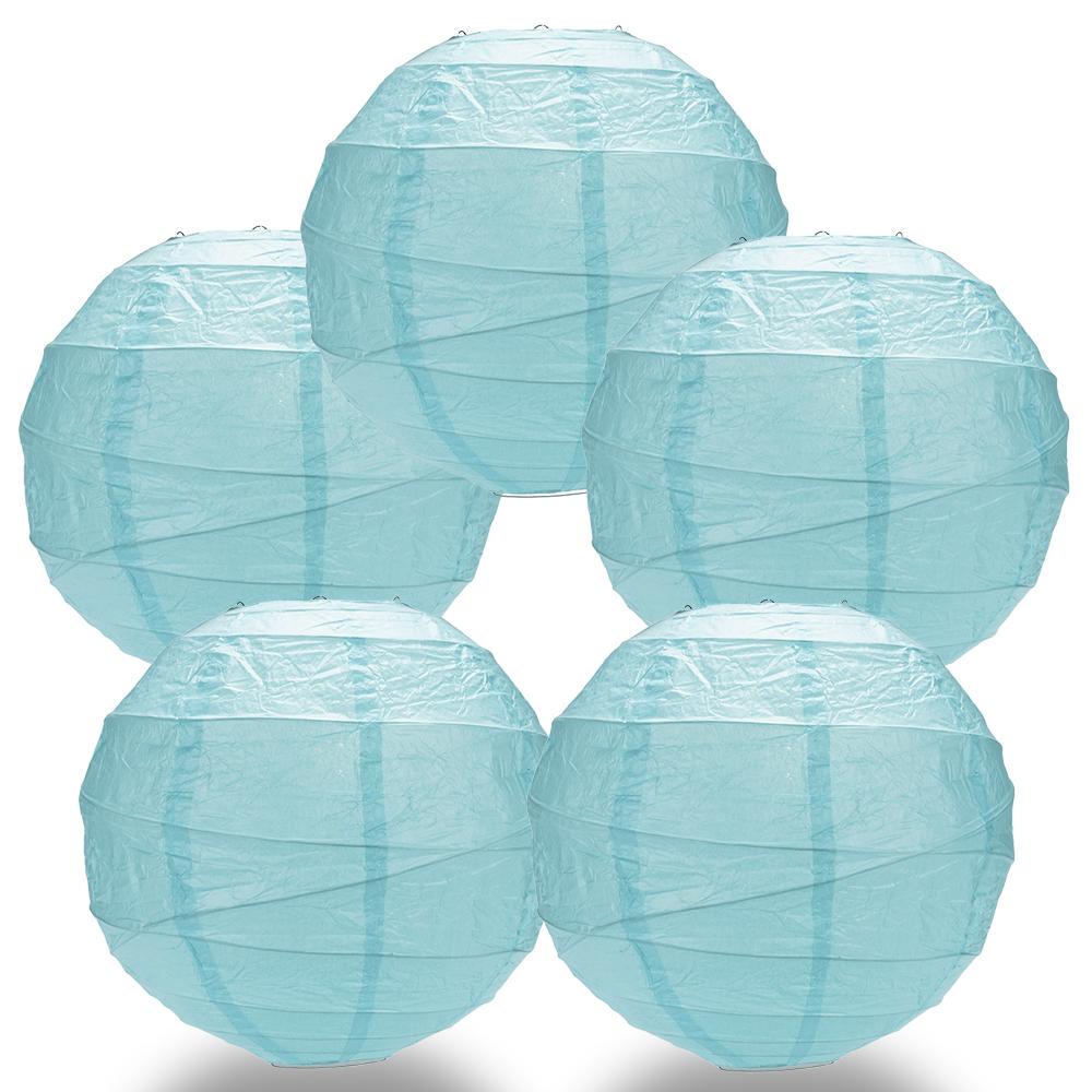 5 PACK | 12"  Baby Blue Crisscross Ribbing, Hanging Paper Lanterns - AsianImportStore.com - B2B Wholesale Lighting and Decor