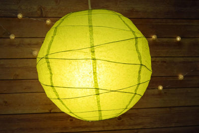 12" Chartreuse Yellow Green Round Paper Lantern, Crisscross Ribbing, Chinese Hanging Wedding & Party Decoration - AsianImportStore.com - B2B Wholesale Lighting and Decor