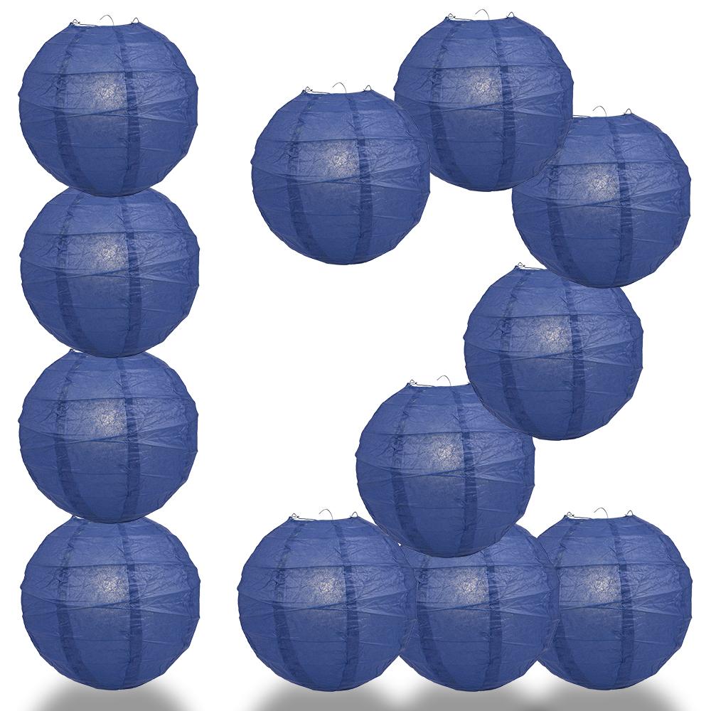 12 PACK | 12"  Navy Blue Crisscross Ribbing, Hanging Paper Lantern Combo Set - AsianImportStore.com - B2B Wholesale Lighting and Decor