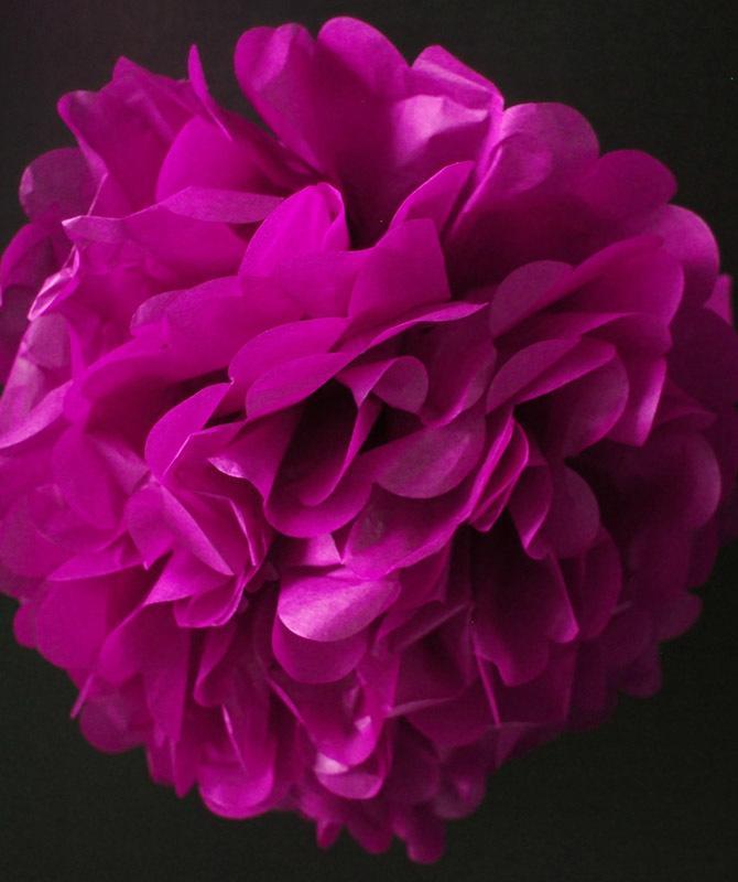 BLOWOUT (100 PACK) EZ-Fluff 12" Fuchsia Tissue Paper Pom Poms Flowers Balls, Decorations