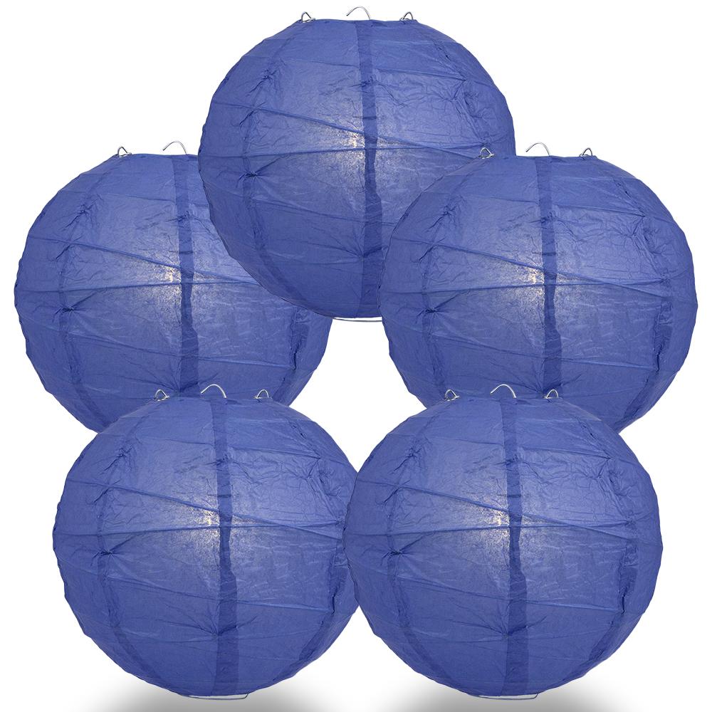 5 PACK | 12"  Dark Blue Crisscross Ribbing, Hanging Paper Lanterns - AsianImportStore.com - B2B Wholesale Lighting and Decor