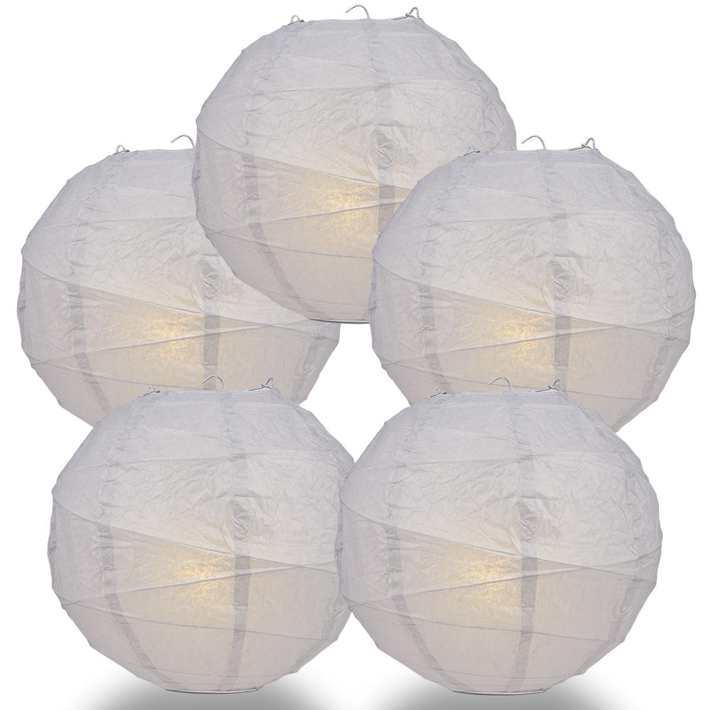 5 PACK  12 Inch Grey Crisscross Ribbing, Hanging Paper Lantern Combo Set -   - B2B Wholesale Lighting & Décor since 2002