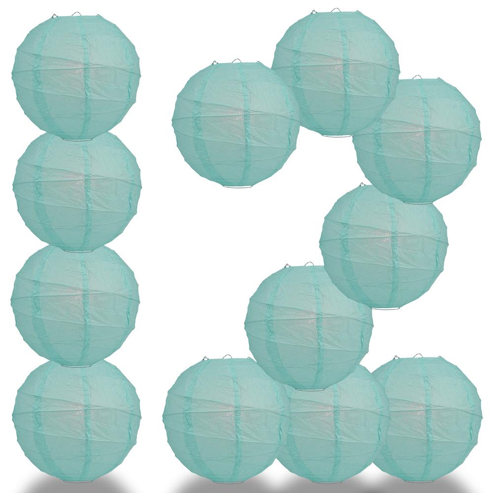 12 PACK | 12"  Water Blue Crisscross Ribbing, Hanging Paper Lantern Combo Set - AsianImportStore.com - B2B Wholesale Lighting and Decor