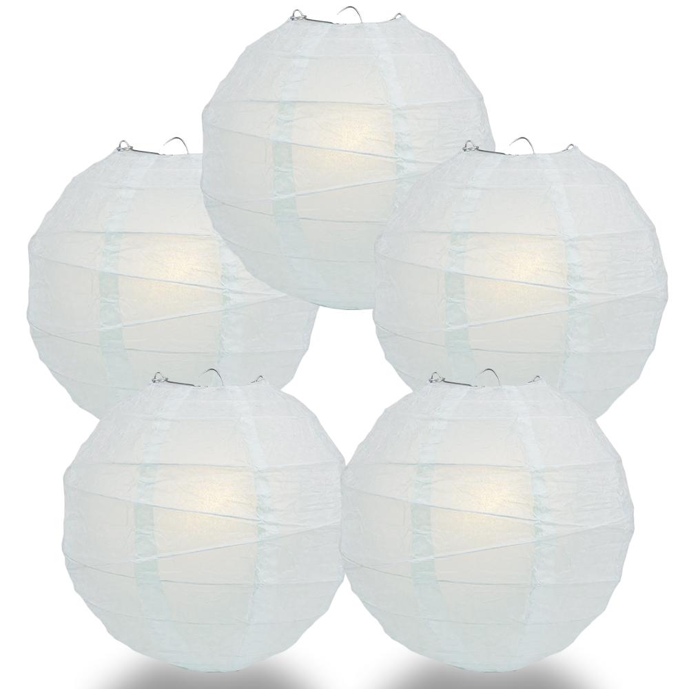 5 PACK | 12"  Arctic Spa Blue Crisscross Ribbing, Hanging Paper Lanterns - AsianImportStore.com - B2B Wholesale Lighting and Decor