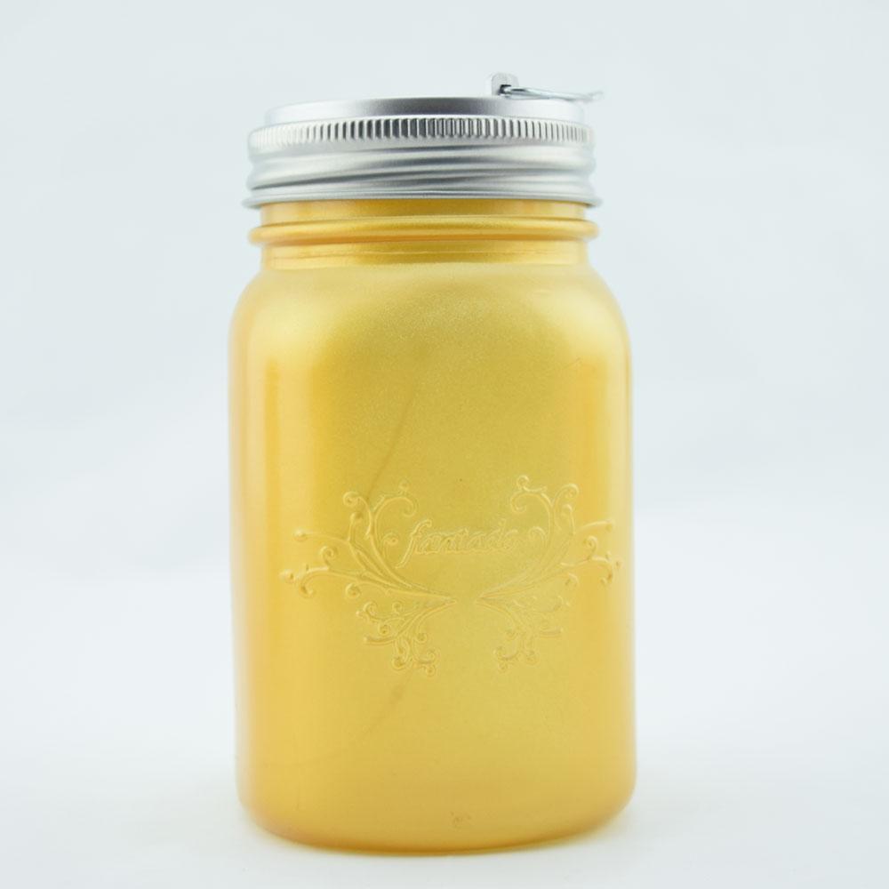  Fantado Wide Mouth Yellow Gold Mason Jar Luminaria Light w/ Hanging Cool White Fairy LED Kit - AsianImportStore.com - B2B Wholesale Lighting and Decor