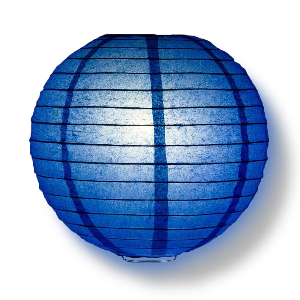 8/12/16" Dark Blue Round Paper Lanterns, Even Ribbing (3-Pack Cluster) - AsianImportStore.com - B2B Wholesale Lighting and Decor