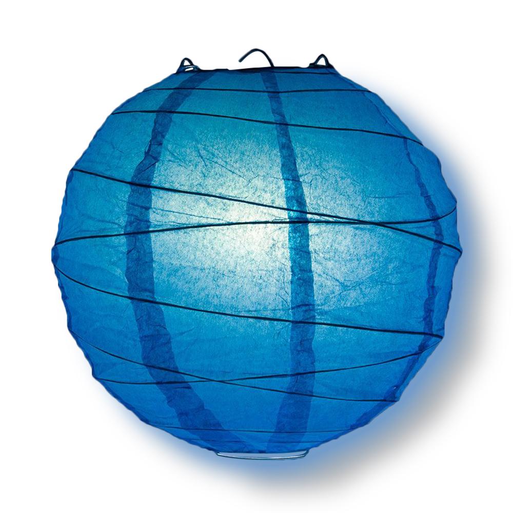 8/12/16" Turquoise Round Paper Lanterns, Irregular Ribbing (3-Pack Cluster) - AsianImportStore.com - B2B Wholesale Lighting and Decor