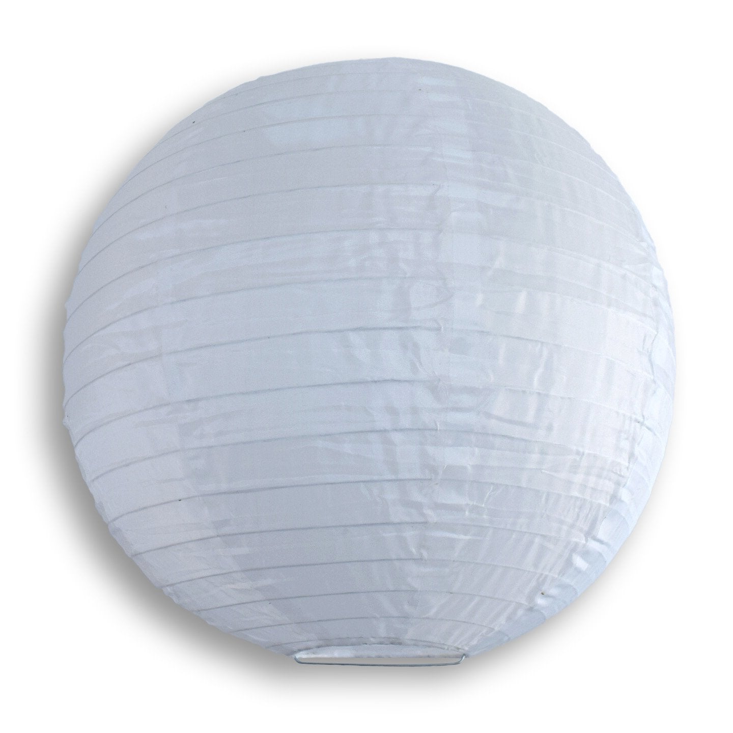 24 White Round Paper Lantern, Even Ribbing, Hanging Decoration