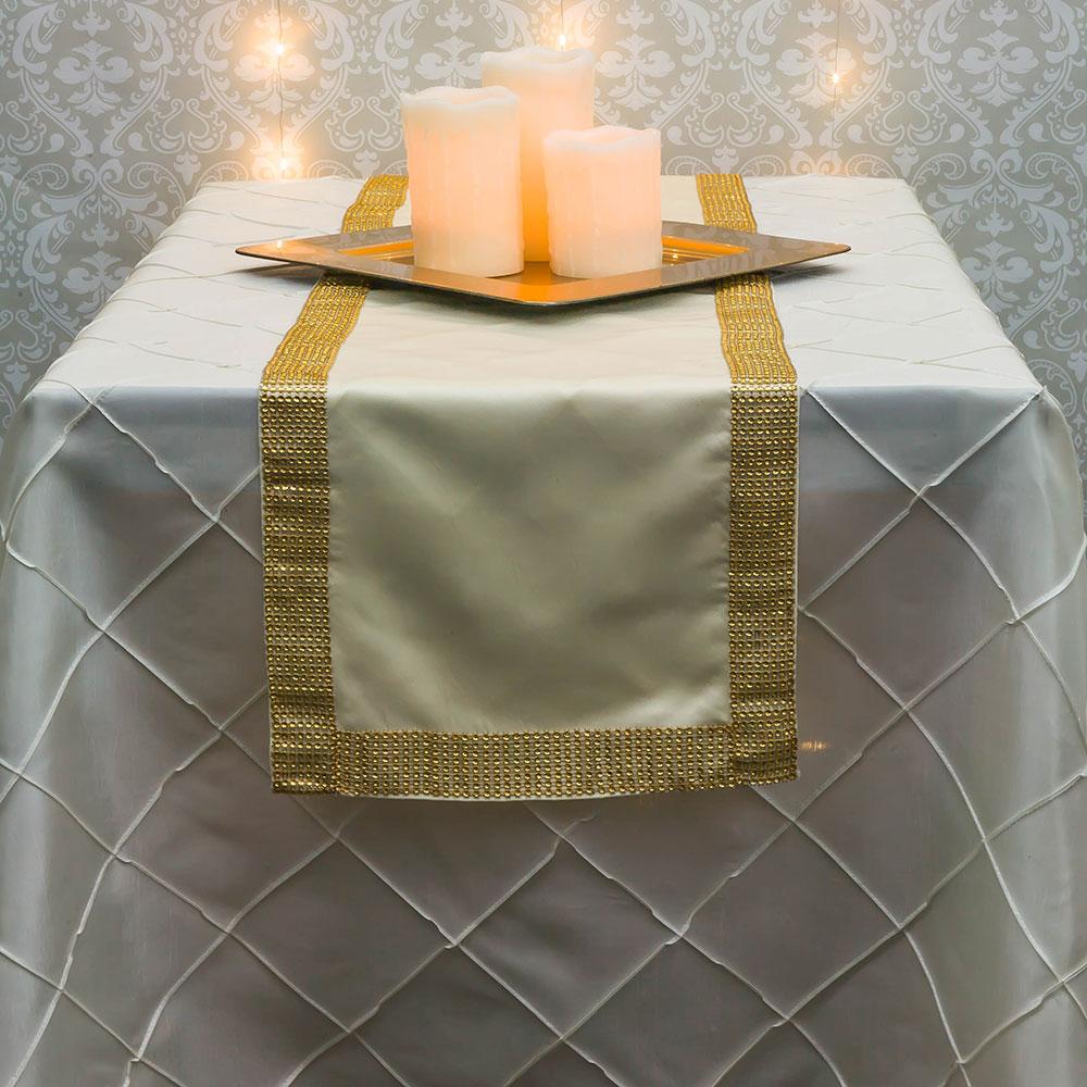  Gold Diamond Sequin Concave Mesh Table Runner (12 x 72) - AsianImportStore.com - B2B Wholesale Lighting and Decor