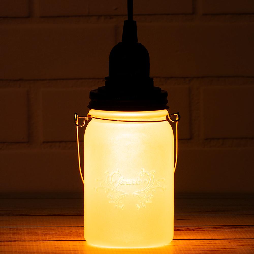 Fantado Frosted Pearl White Mason Jar Pendant Light Kit, Regular Mouth, Black Cord, 15FT - AsianImportStore.com - B2B Wholesale Lighting and Decor