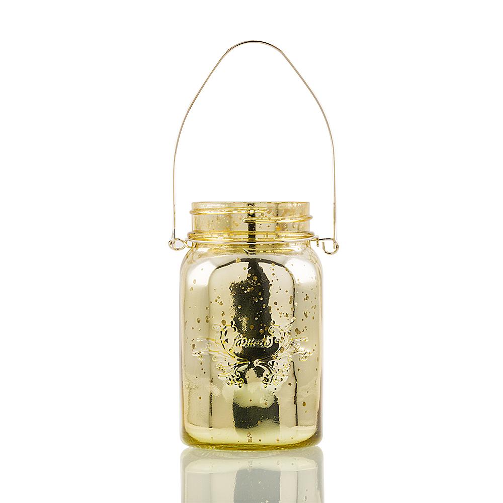  Fantado Regular Mouth Gold Mercury Glass Mason Jar w/ Hanging Blue LED Fairy Light Kit (Battery Powered) - AsianImportStore.com - B2B Wholesale Lighting and Decor