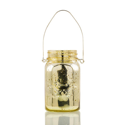 Fantado Regular Mouth Gold Mercury Glass Mason Jar w/ Hanging Warm White LED Fairy Light Kit (Battery Powered) - AsianImportStore.com - B2B Wholesale Lighting and Decor
