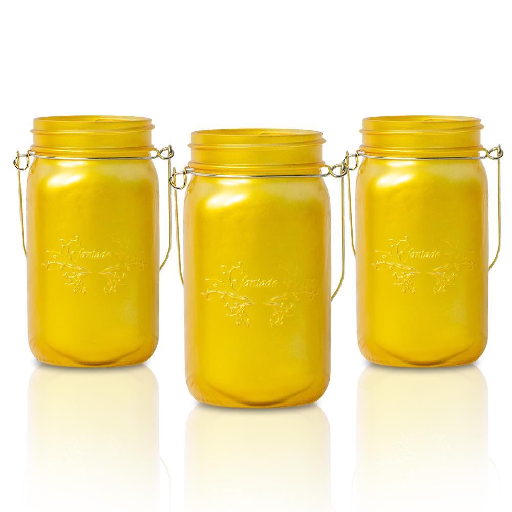  (24-Pack Master Case) Fantado Wide Mouth Frosted Yellow Gold Color Mason Jar w/ Handle, 32oz - AsianImportStore.com - B2B Wholesale Lighting and Decor