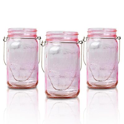 SINGLE Fantado Wide Mouth Light Pink Mason Jar w/ Handle, 32oz - AsianImportStore.com - B2B Wholesale Lighting and Decor