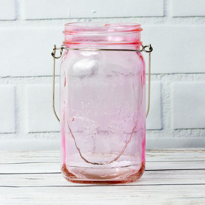 SINGLE Fantado Wide Mouth Light Pink Mason Jar w/ Handle, 32oz - AsianImportStore.com - B2B Wholesale Lighting and Decor