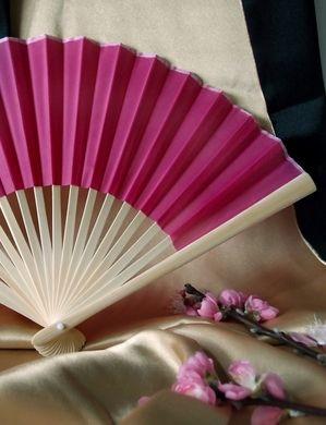 BULK PACK (50) 9" Fuchsia / Hot Pink Silk Hand Fans for Weddings - AsianImportStore.com - B2B Wholesale Lighting and Decor