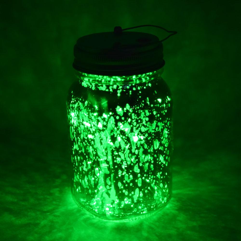  Fantado Regular Mouth Gold Mercury Glass Mason Jar Light w/ Hanging Green Fairy LED Kit - AsianImportStore.com - B2B Wholesale Lighting and Decor