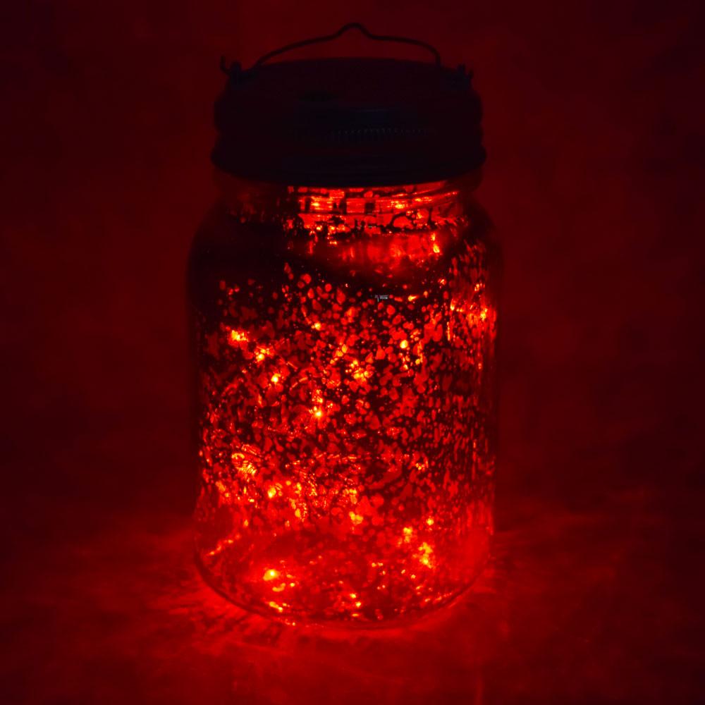  Fantado Regular Mouth Gold Mercury Glass Mason Jar Light w/ Hanging Red Fairy LED Kit - AsianImportStore.com - B2B Wholesale Lighting and Decor