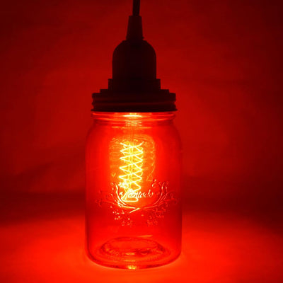 Fantado Ruby Red Mason Jar Pendant Light Kit, Wide Mouth, Black Cord, 15FT - AsianImportStore.com - B2B Wholesale Lighting and Decor