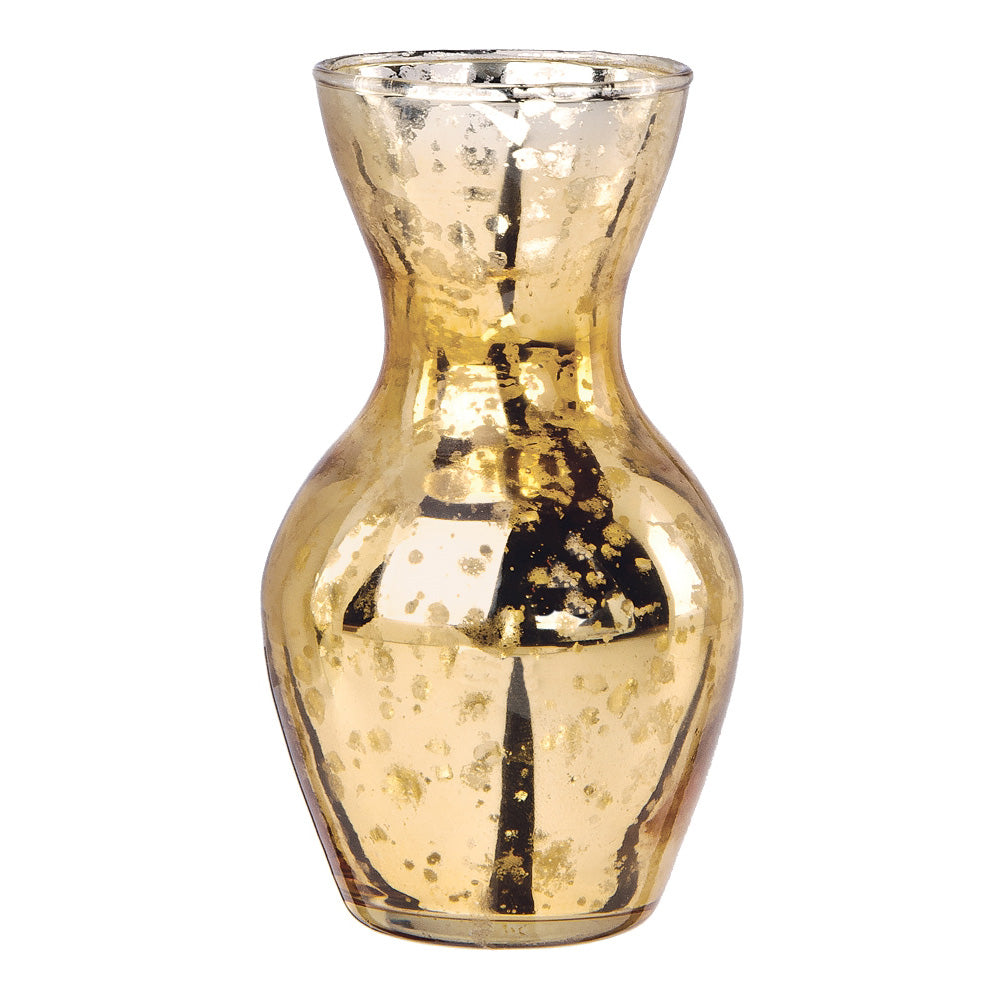 Mini Vintage Mercury Glass Vase (4.5-Inch, Adelaide Cone Top Design, Gold) - Decorative Flower Vase Home Decor, Party Decorations, Wedding Centerpiece - AsianImportStore.com - B2B Wholesale Lighting & Décor since 2002.