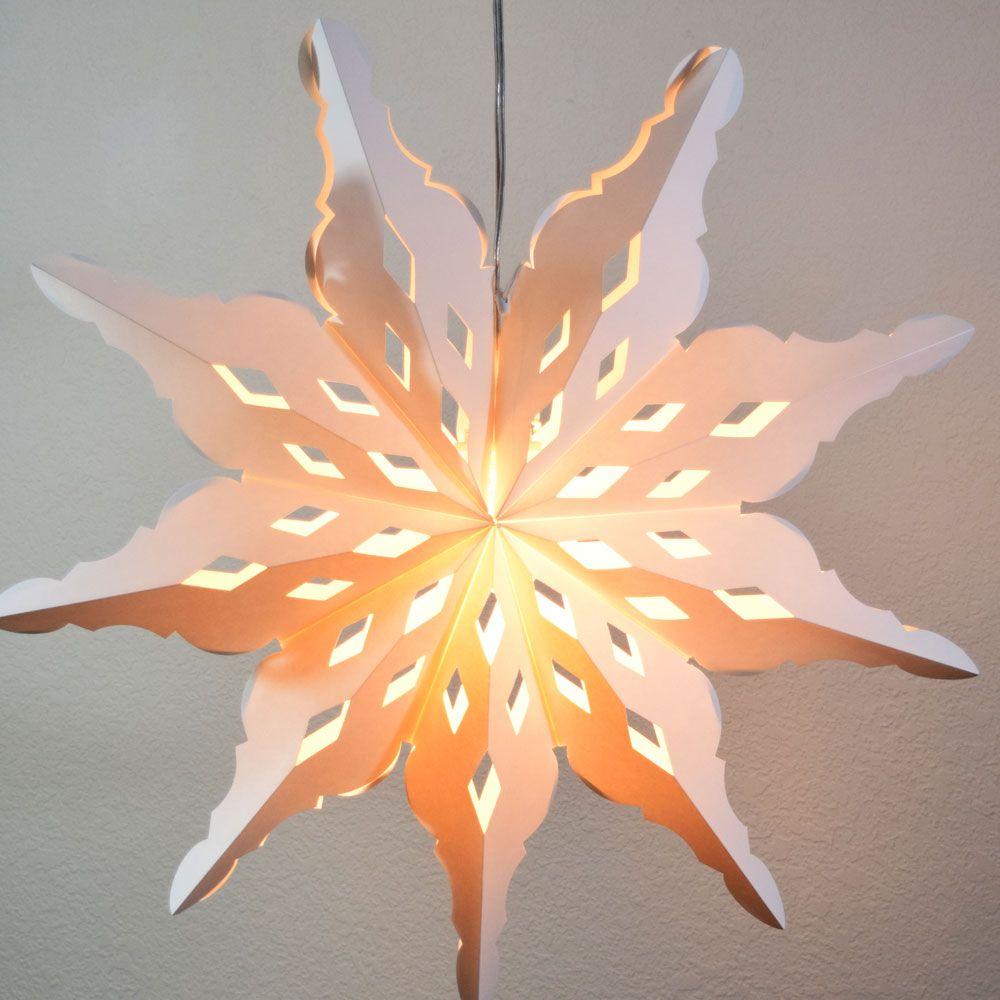  Pizzelle Paper Star Lantern (32-Inch, White, Winter Diamond Snowflake Design) - Holiday and Snowflake Decorations, Weddings, Parties, and Home Decor - AsianImportStore.com - B2B Wholesale Lighting and Decor