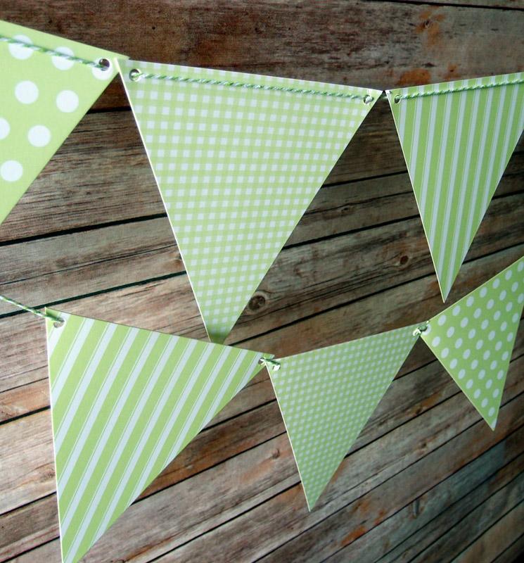 (Discontinued) (100 PACK) Light Lime Mix Pattern Triangle Flag Pennant Banner (11FT)