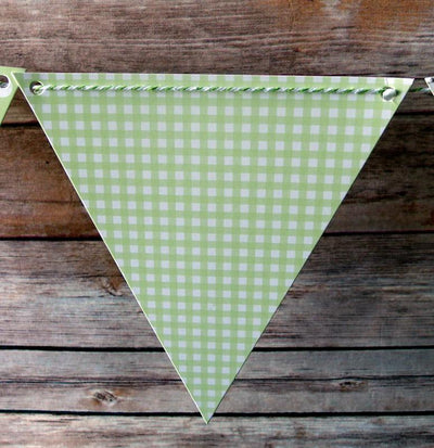 (Discontinued) (100 PACK) Light Lime Mix Pattern Triangle Flag Pennant Banner (11FT)