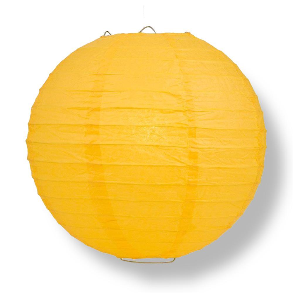 12" Yellow-Orange Round Paper Lantern, Even Ribbing, Hanging Decoration - AsianImportStore.com - B2B Wholesale Lighting and Decor