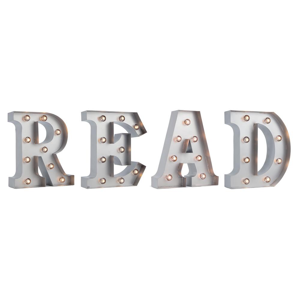 Silver Marquee Light 'Read' LED Metal Sign (8 Inch, Battery Operated w/ Timer) - AsianImportStore.com - B2B Wholesale Lighting and Decor