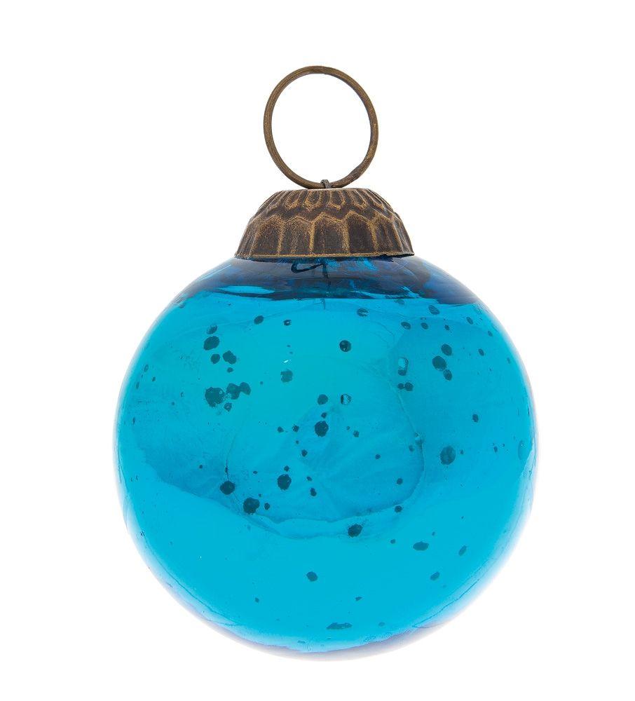 2.5-Inch Turquoise Ava Mercury Glass Ball Ornament Christmas Holiday Decoration