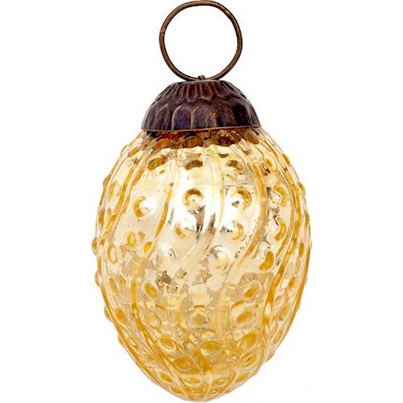 2.5-Inch Gold Marie Mercury Egg Glass Ball Ornament Christmas Decoration