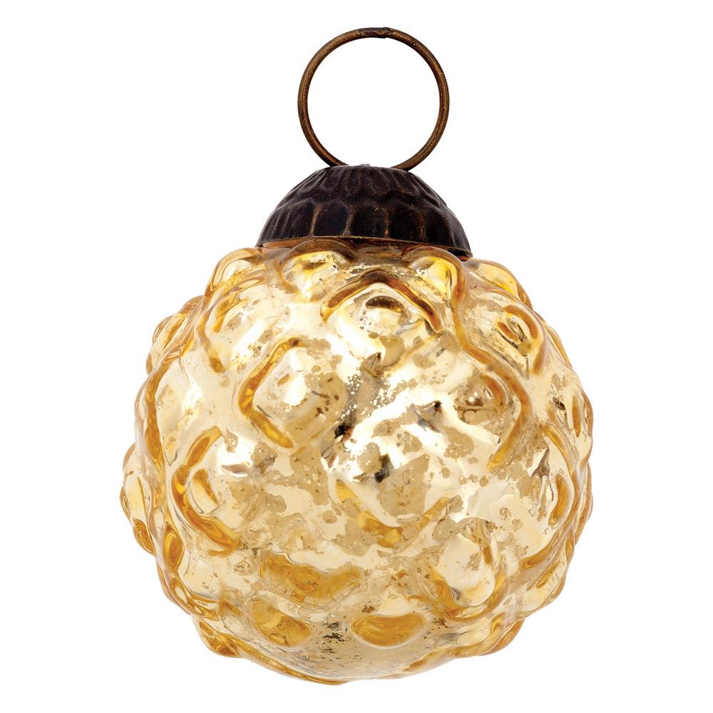 2.25-Inch Gold Bonnie Mercury Glass Hobnail Ball Ornament Christmas Decoration