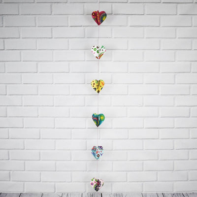 (Discontinued) (20 PACK) Multi-Patterned 3D Heart Hanging Vertical Garland (3.3 Feet)