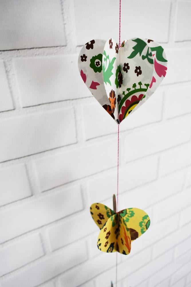 (Discontinued) (20 PACK) Multi-Patterned 3D Heart Hanging Vertical Garland (3.3 Feet)