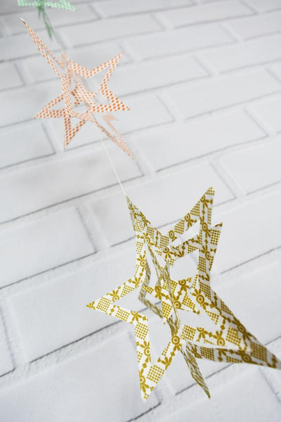 BLOWOUT (20 PACK) Multi-Patterned 3D Star Hanging Vertical Garland (3.3 Feet)