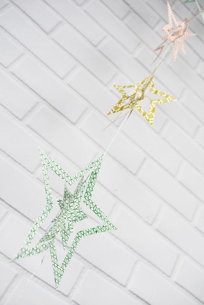 BLOWOUT (20 PACK) Multi-Patterned 3D Star Hanging Vertical Garland (3.3 Feet)