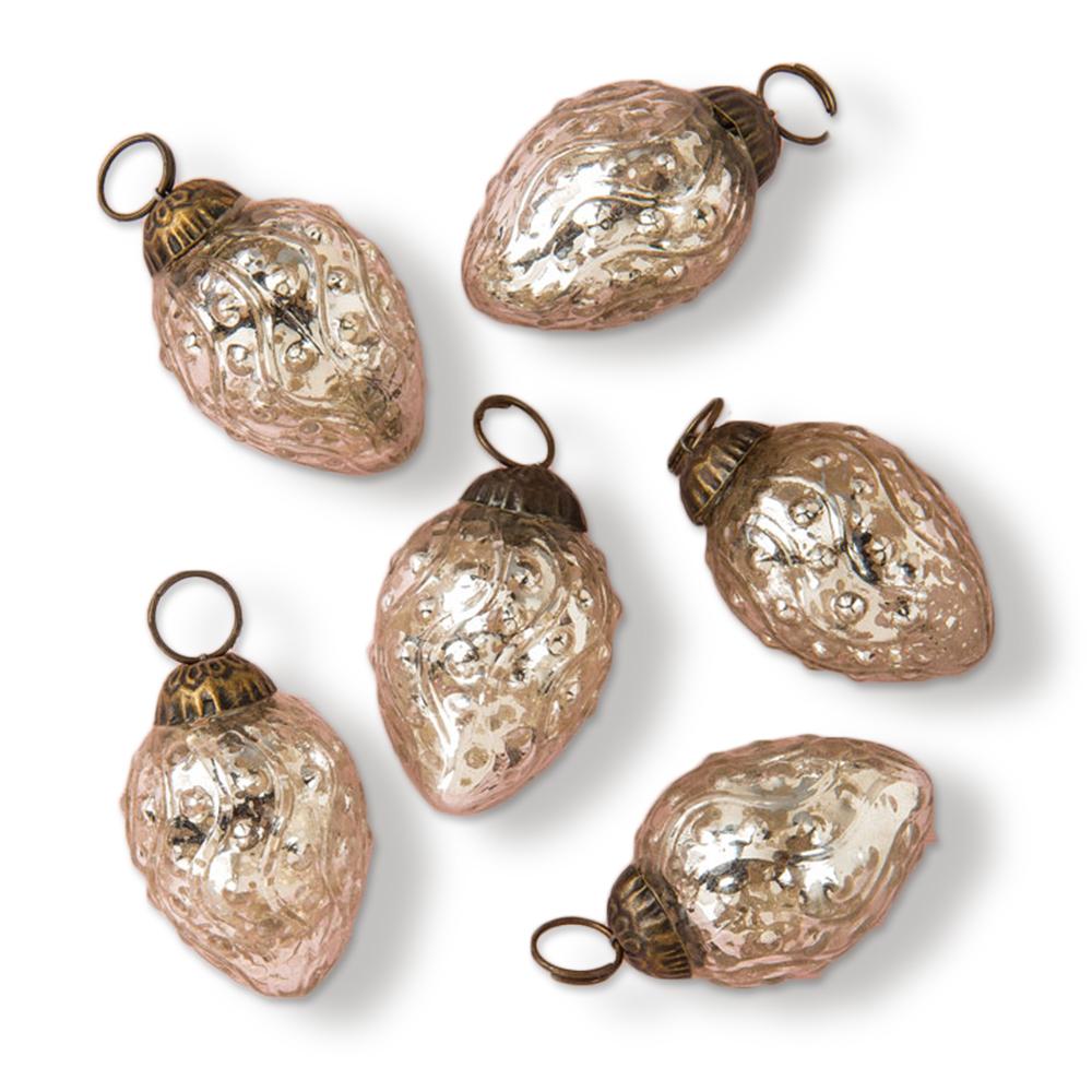 6 Pack | Mercury Glass Mini Ornaments (1 to 1.5-Inch, Silver, Marie) - Great Gift Idea, Vintage-Style Decoration for Christmas, Home Decor and Parties - AsianImportStore.com - B2B Wholesale Lighting & Décor since 2002.