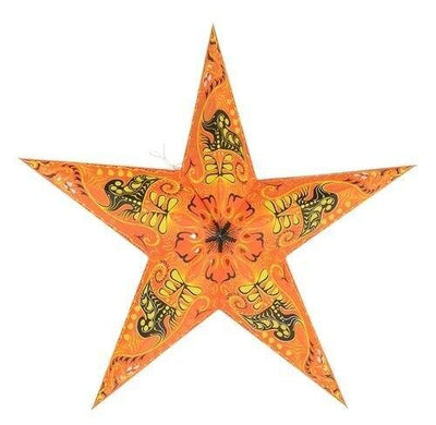 3-PACK + Cord | Orange Oriental Swan 24" Illuminated Paper Star Lanterns and Lamp Cord Hanging Decorations - AsianImportStore.com - B2B Wholesale Lighting and Decor