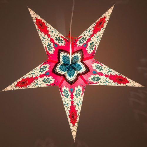 3-PACK + Cord | Red, White and Blue Royal Glitter 24" Illuminated Paper Star Lanterns and Lamp Cord Hanging Decorations - AsianImportStore.com - B2B Wholesale Lighting and Decor