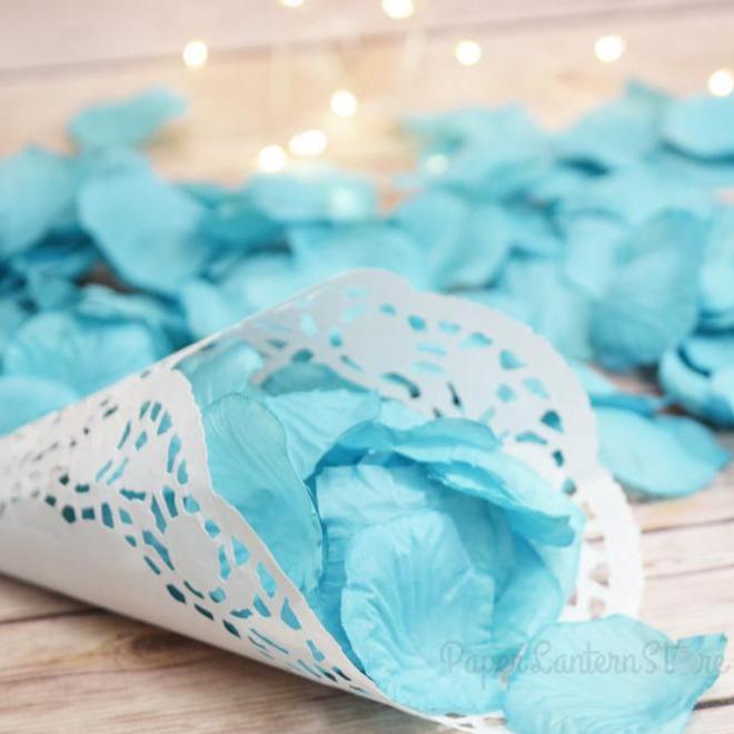  Turquoise Silk Rose Petals Confetti for Weddings in Bulk - AsianImportStore.com - B2B Wholesale Lighting and Decor