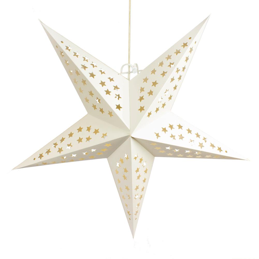 26 Silver Foil Cut-Out Paper Star Lantern, Hanging Wedding & Party Decoration