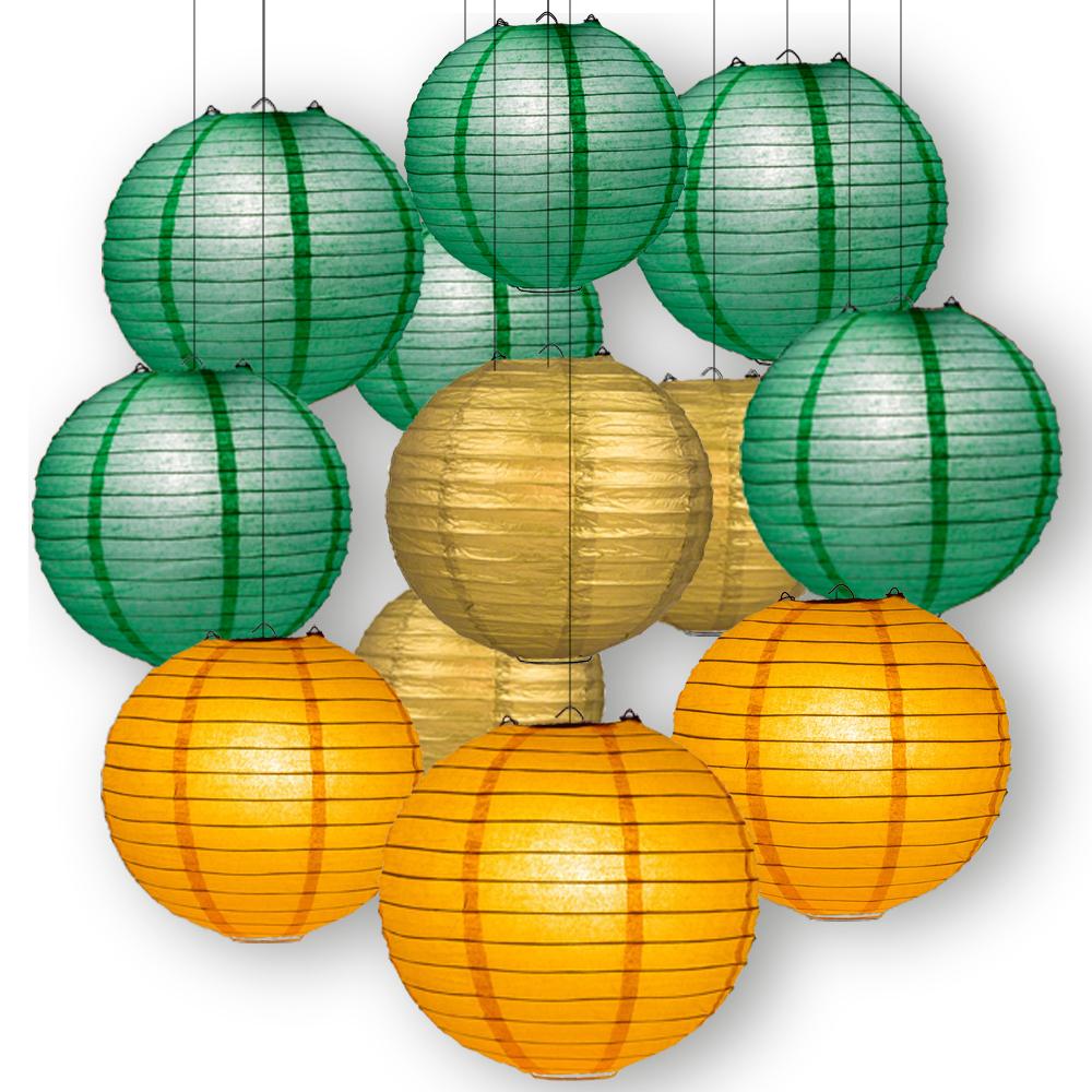 12 Yellow Chinese Hanging Paper Lanterns Fall Party Outdoor Decorations