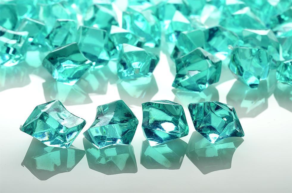 (Discontinued) (46 PACK) Teal Green Gemstones Acrylic Crystal Wedding Table Scatter Confetti Vase Filler (3/4 lb Bag)