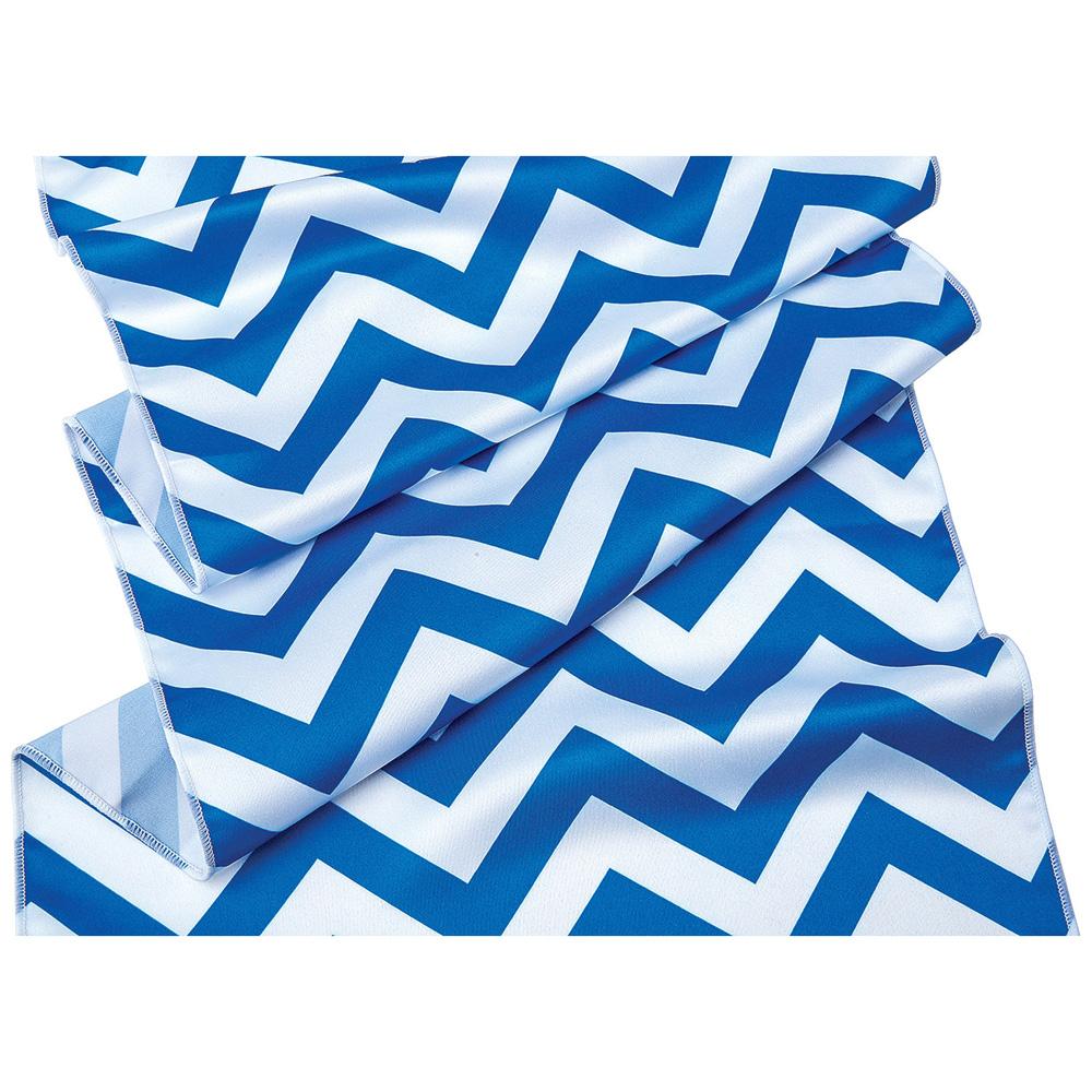  Cobalt Blue and White Chevron Striped Table Runner- (14 Inches x 9 Feet) - AsianImportStore.com - B2B Wholesale Lighting and Decor