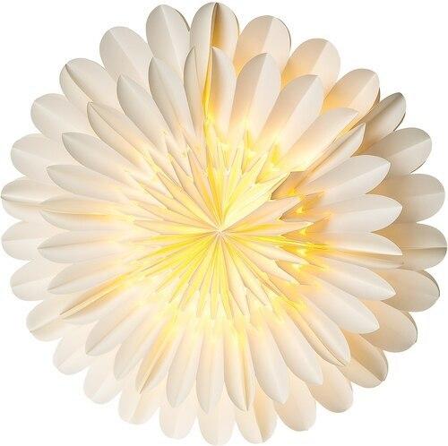  3-PACK + Cord | White Fiore 16" Pizzelle Designer Illuminated Paper Star Lanterns and Lamp Cord Hanging Decorations - AsianImportStore.com - B2B Wholesale Lighting and Decor