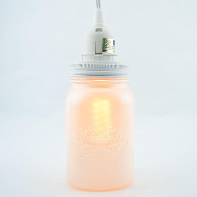 Fantado Frosted Pearl White Mason Jar Pendant Light Kit, Wide Mouth, White Cord, 15FT - AsianImportStore.com - B2B Wholesale Lighting and Decor